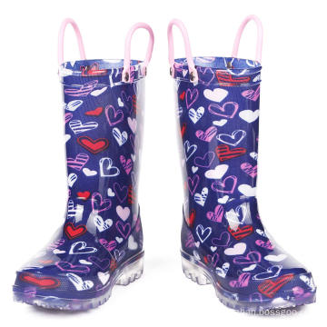 2020 New Fashion Waterproof Durable Pvc Material Rain Boots  Anti for Rain Easy-on Handles Shoes for Boys